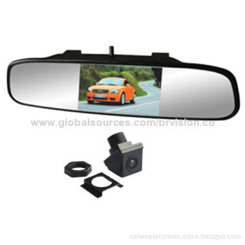 Car rear view system, 4.3 inch after market mirror monitor with wide view angle waterproof cameraNew
